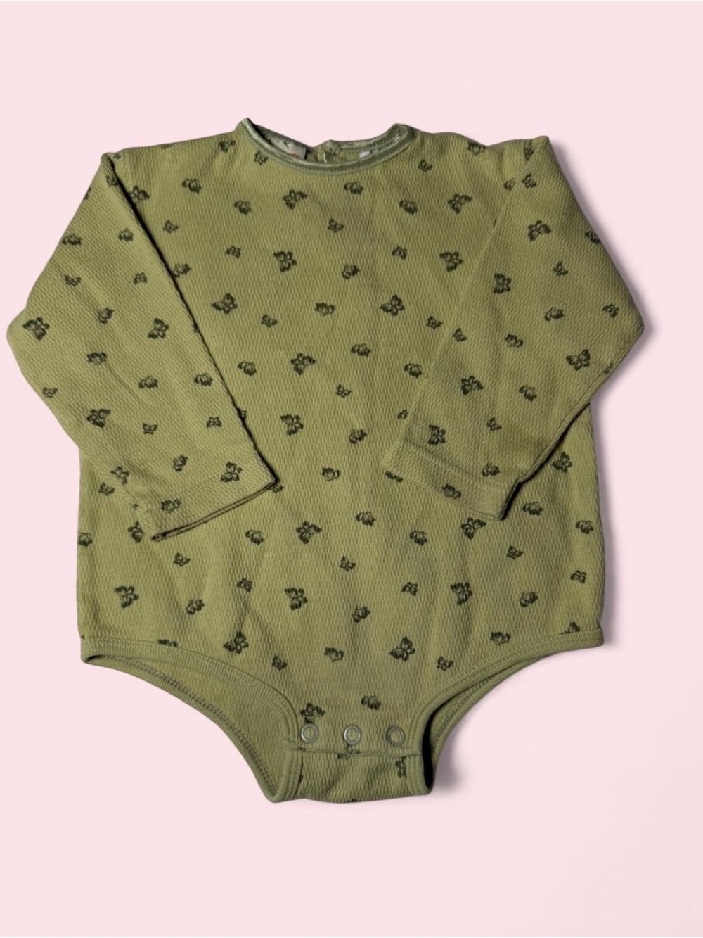 Faded Glory Olive Green Long-Sleeve Baby One-Piece Bodysuit